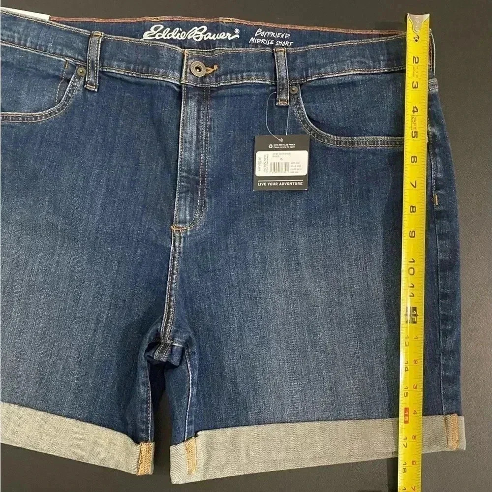 New Eddie Bauer Boyfriend Jean Shorts Plus Size Stretch - Picture 10 of 11